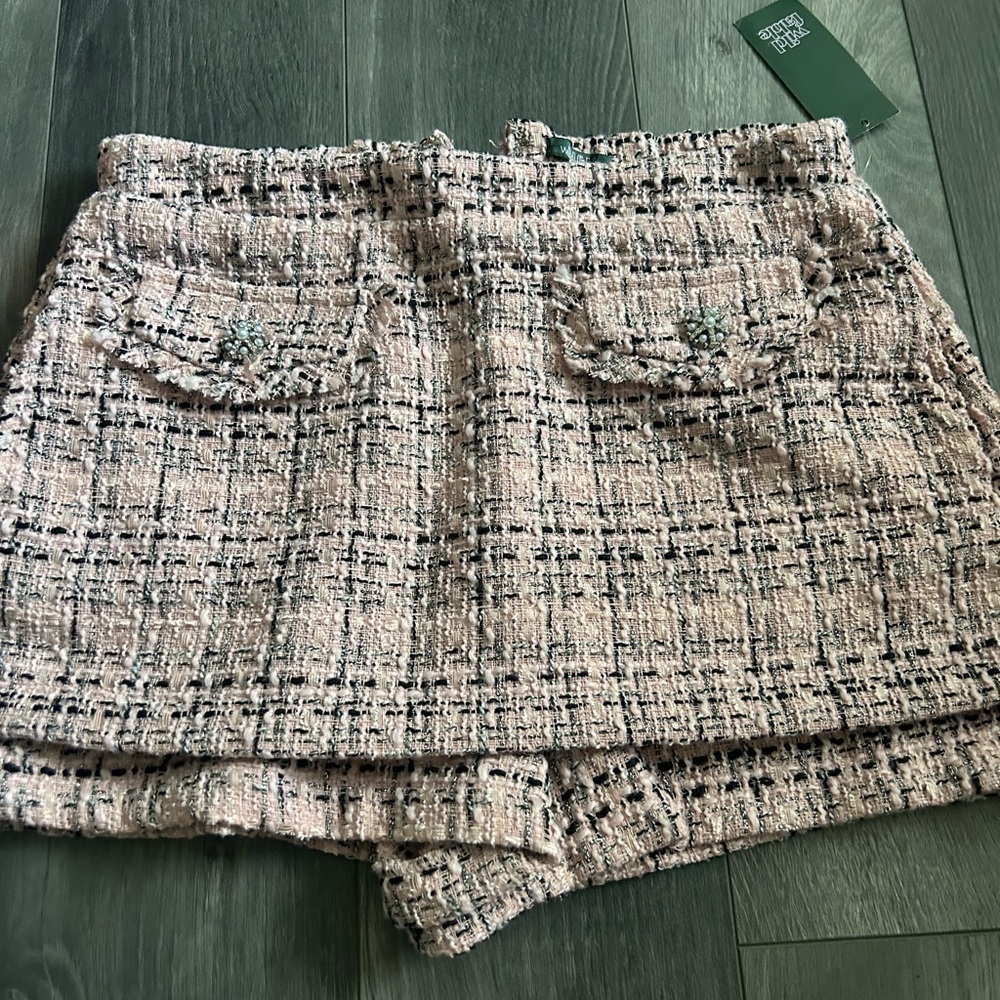 Wild Fable Pink and Black Tweed High Waist Shorts